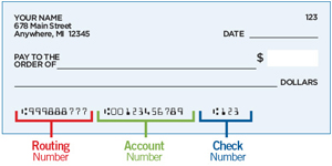 account routing check deposit direct number numbers sample enroll manage log into choose