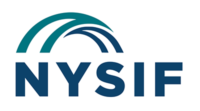 New NYSIF logo with connecting arches in aqua and green