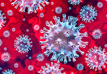 Image of coronavirus COVID-19 under a microscope